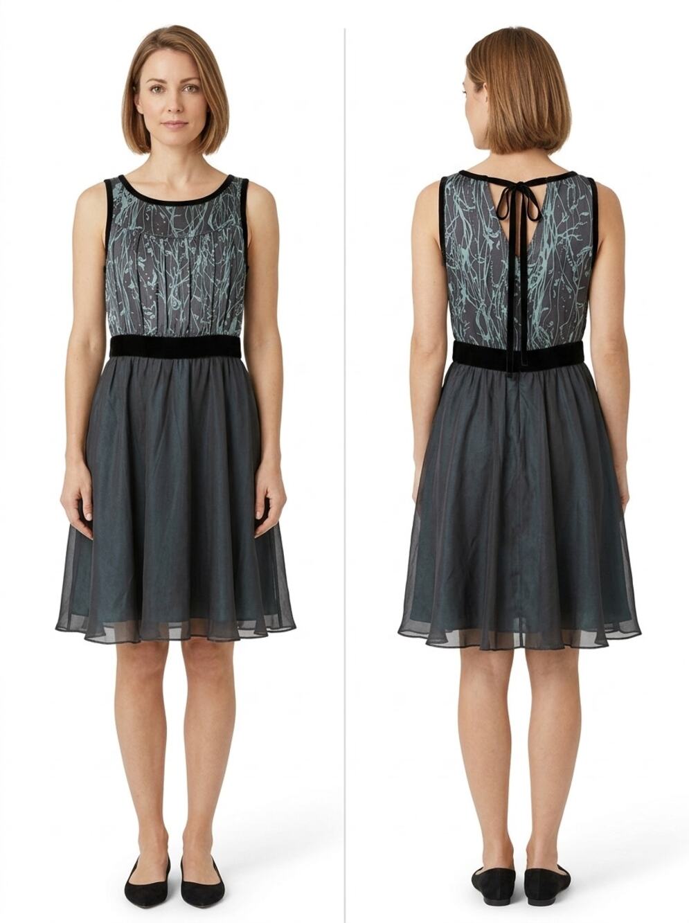 Edun 100% Silk Gray A-Line Knee Length Chiffon Lined Dress Women Size XS